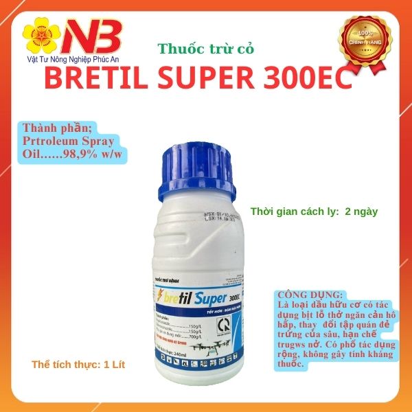 Bretil Super 300EC  (Chai 240ml) trừ khô vằn, rỉ sắt, thán thư, nấm hồng- Năm bưu