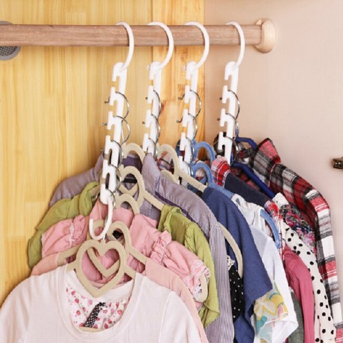 Bộ 8 móc treo quần áo thông minh tích kiệm diện tích làm từ nhựa cao cấp, rất bền, chịu được trọng lực lớn, các mẹ treo túi xách, áo khoác