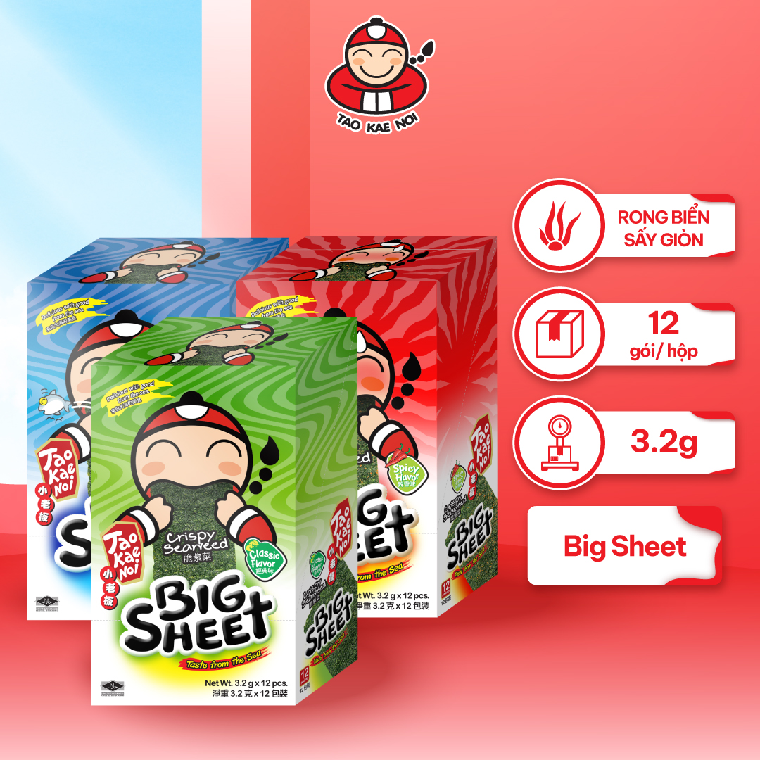 Snack rong biển taokaenoi big sheet nhiều vị