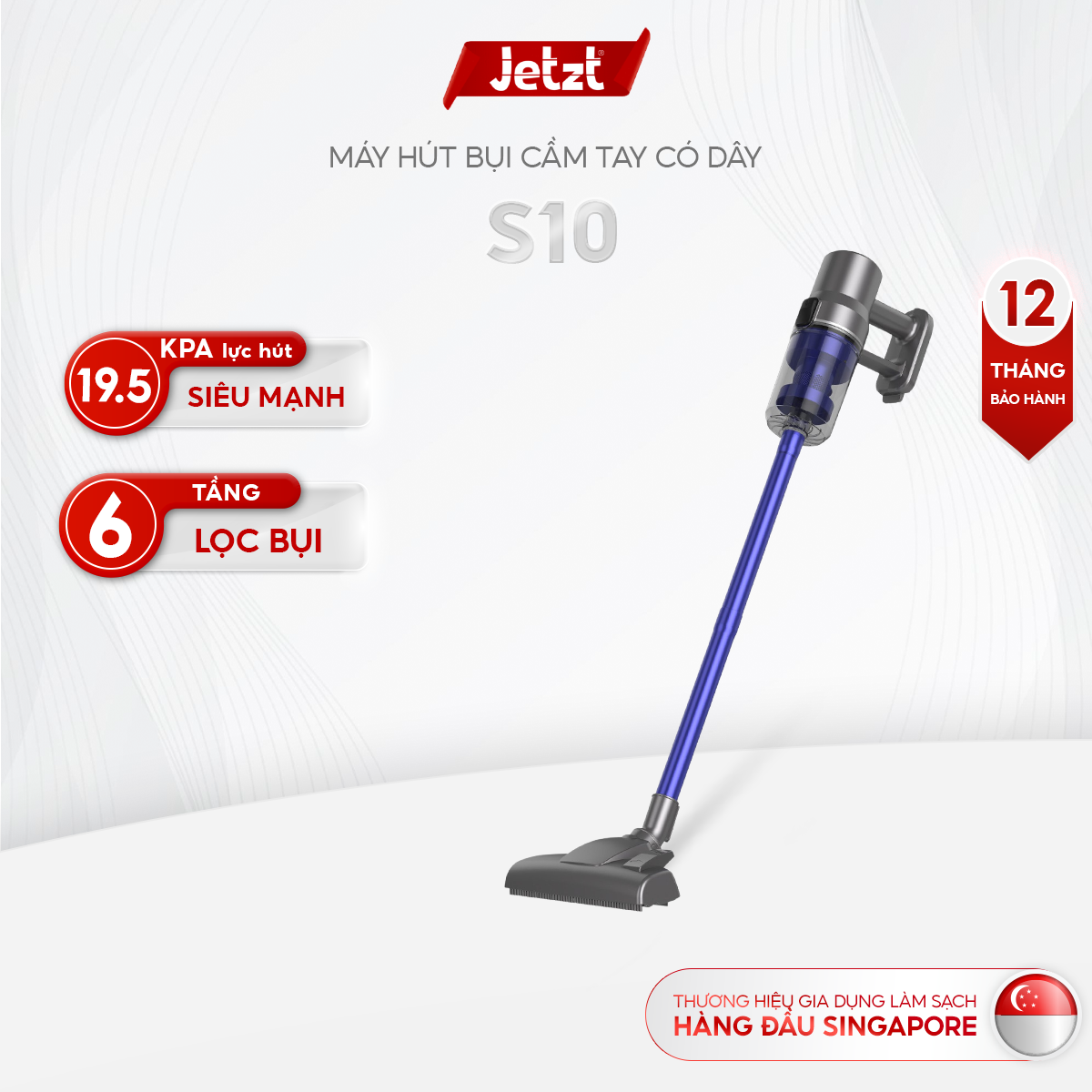 Máy hút bụi JETZT S10 cầm tay có dây lực hút mạnh 20.000PA