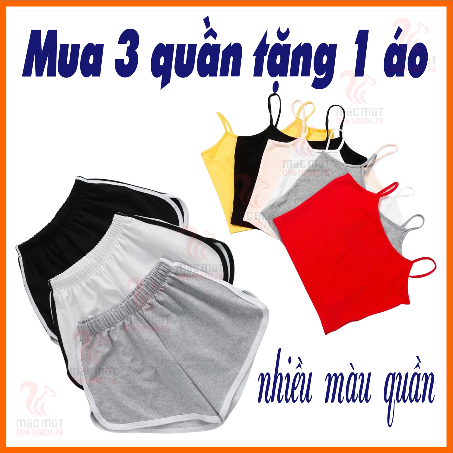 [HCM]Combo 3 quần thun thể thao tặng 1 áo dây cotton dễ thương thời trang mặc nhà đi chơi hay làm đồ ngủ Macmot Fashion