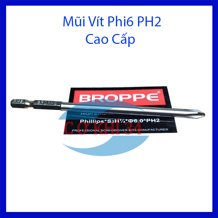 Mũi Vít Bake Phi 6 PH2 Cho Máy Khoan, Bắn Vít Chuôi Lục Giác