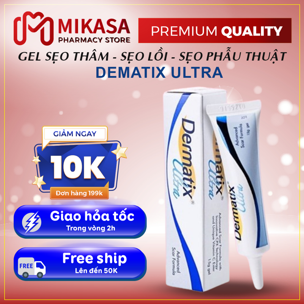 Gel Dermatix Ultra 15g - Dematix Ultra Gel Phục Hồi Da Sẹo Và Làm Phẳng, Làm Đầy Sẹo Lồi, Sẹo Lõm, Sẹo Thâm