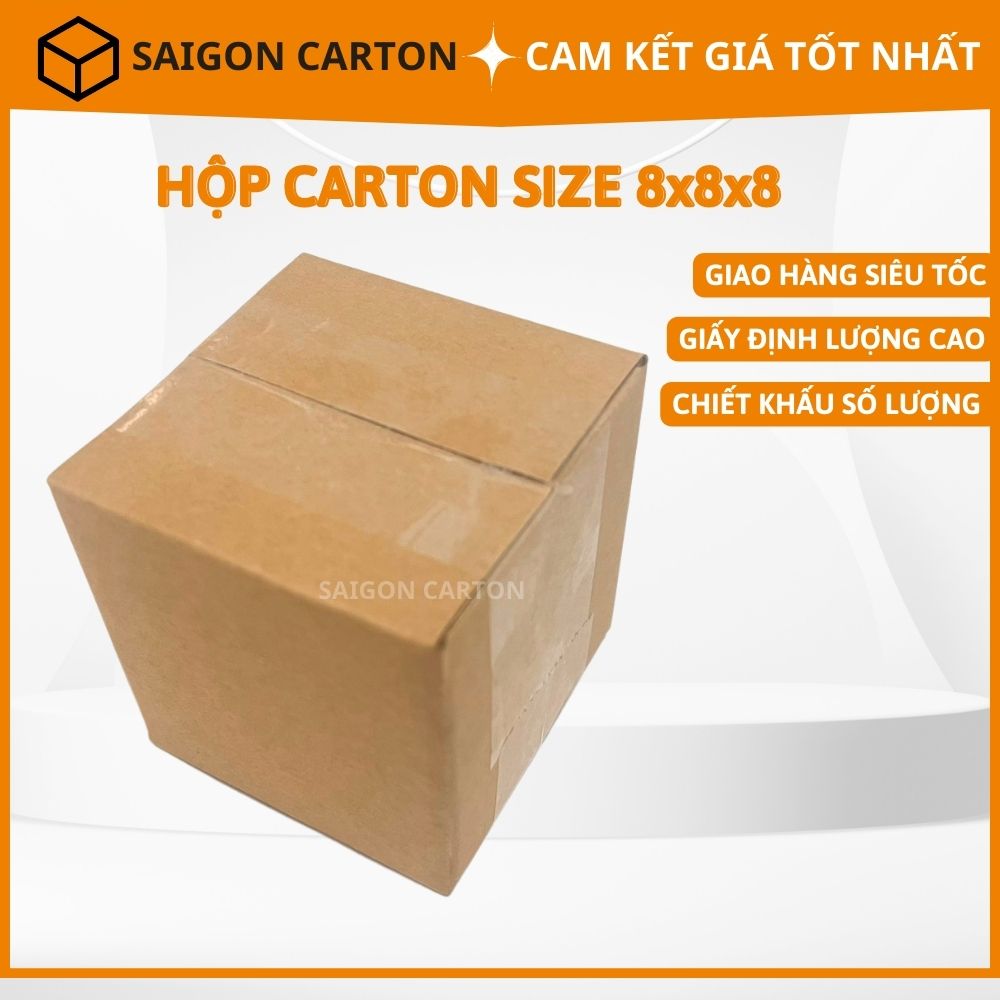Hộp carton đóng gói hàng online ship COD size 8x8x8 cm