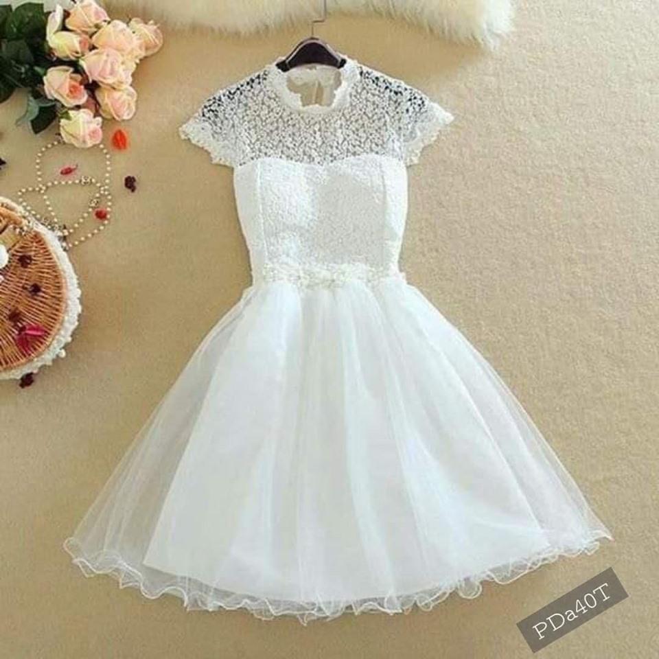 BN FASHION - Đầm xoè công chúa tay con ren hoa đẹp y hình