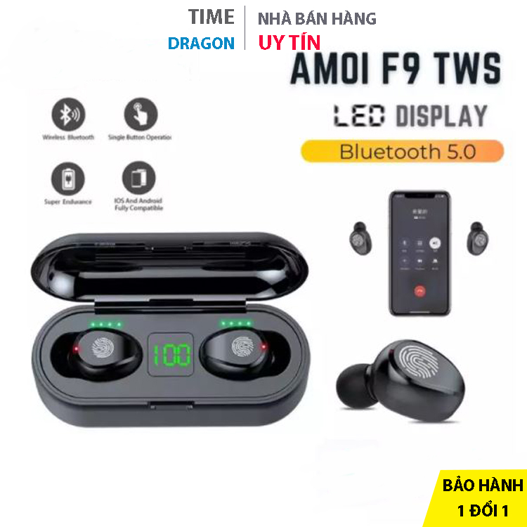 Tai nghe bluetooth không dây Yoking F9 pin trâu sạc nhanh, chống nước, với chất âm thanh HiFi TWS True wireless Hifi siêu Bass, micro HD chống ồn tương thích với các dòng điện thoại smartphone