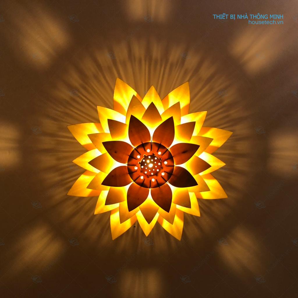 Đèn thả trần bằng gỗ hình hoa sen