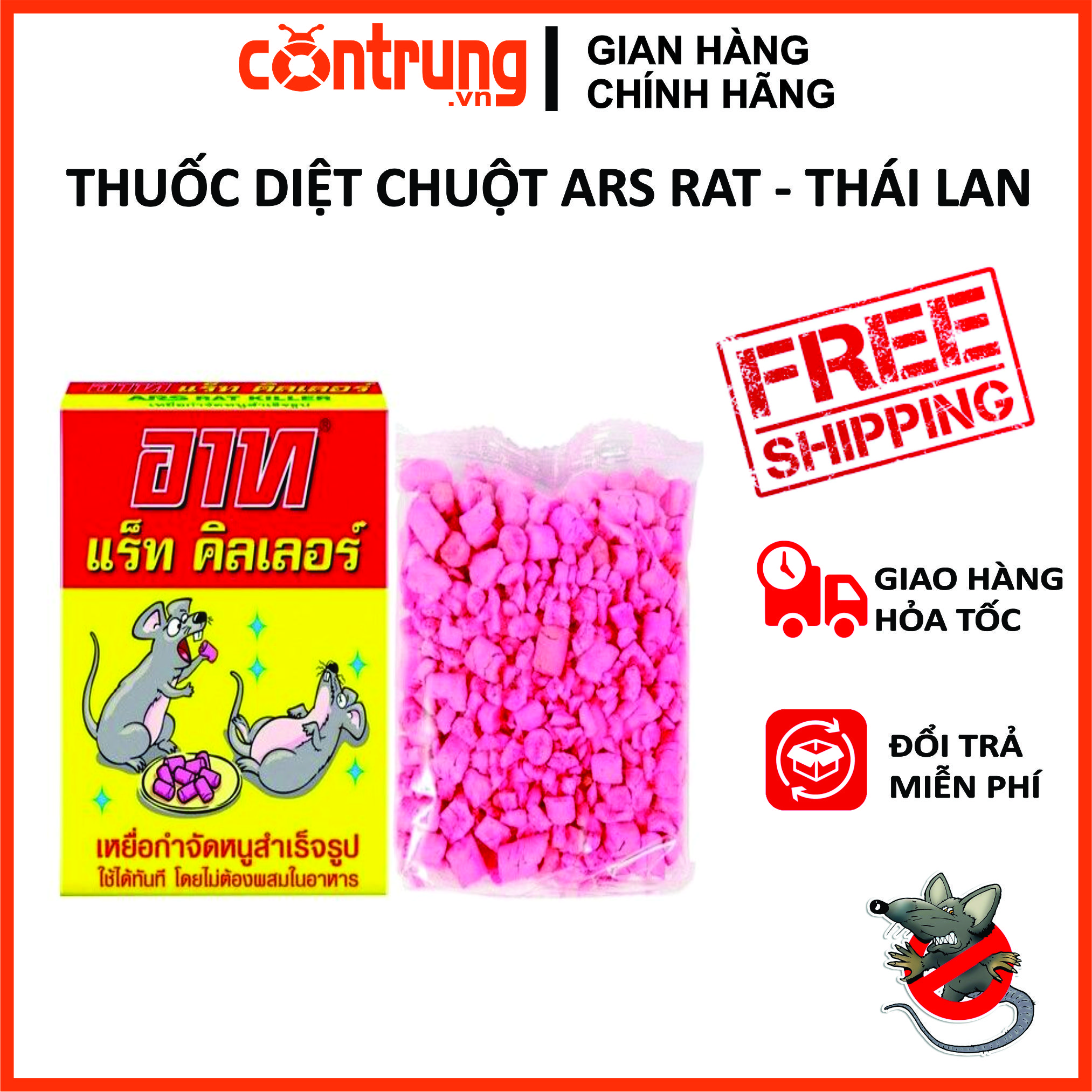 Thuốc Diệt Chuột ARS RAT KILLER - Hộp 80G - Thái Lan - Bả Chuột Sinh Học Dạng Cốm