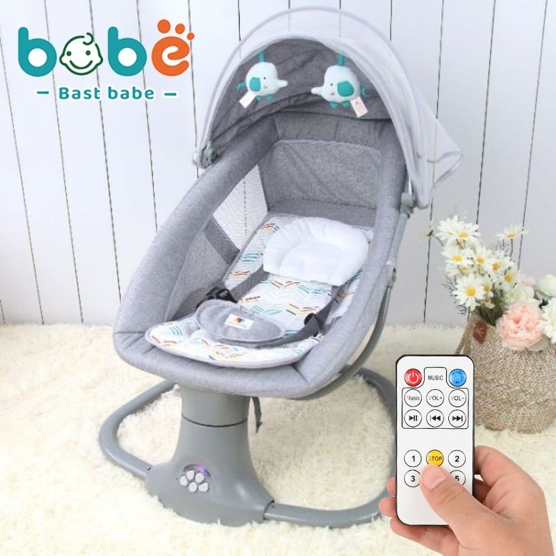 Nôi điện tự động cho bé Nôi điện cho bé sơ sinh, ghế rung cho bé có điều khiển từ xa Ghế Ru Ngủ Thông Minh ru ngủ thông minh có nhạc trắng