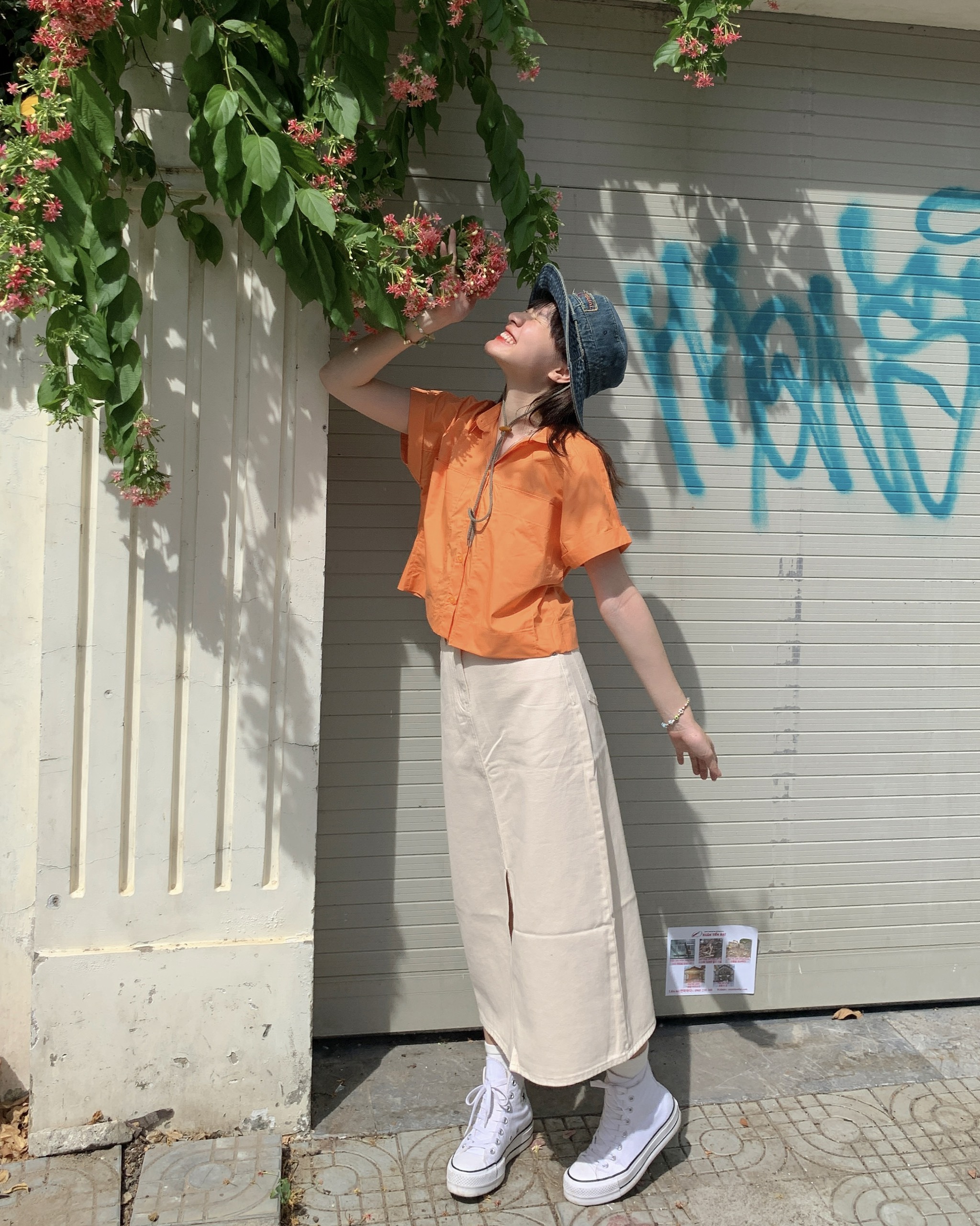 Chân váy demin ôm dáng dài midi denim skirt