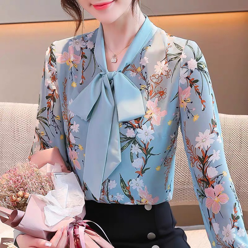 Áo sơ mi nữ công sở cột nơ cổ