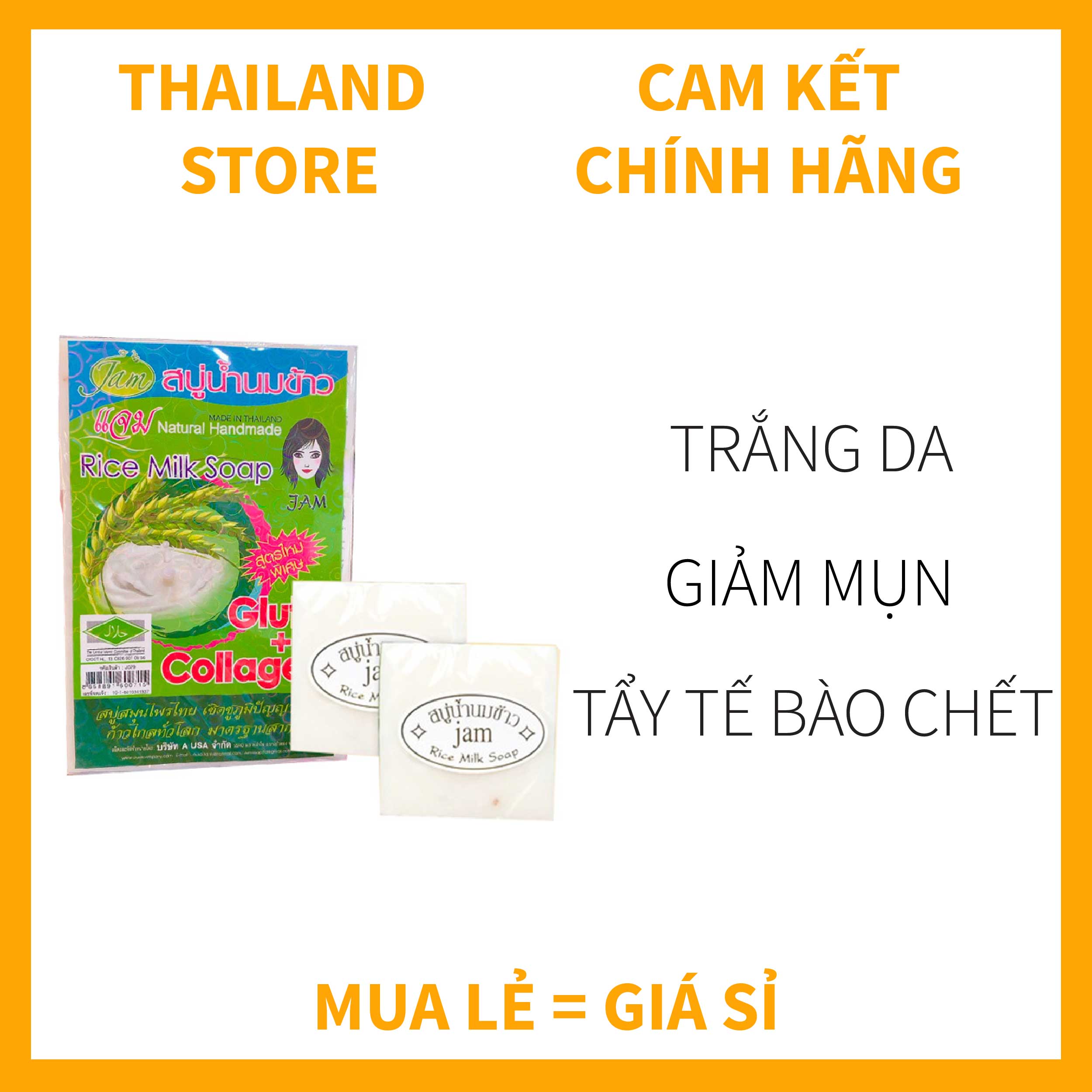 Xà phòng cám gạo - xà phòng trắng da jam rice milk soap thái lan