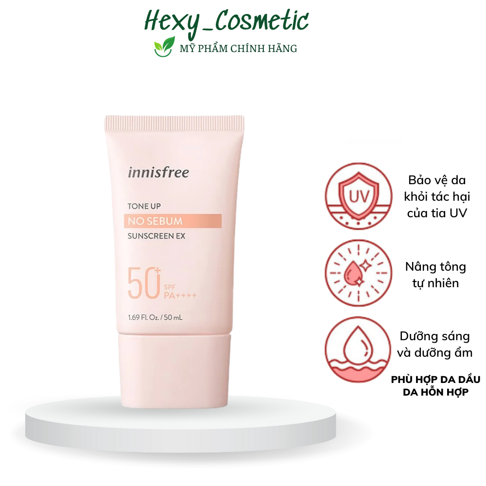 Kem chống nắng nâng tone da, kiềm dầu innisfree tone up no sebum sunscreen spf50/pa+++