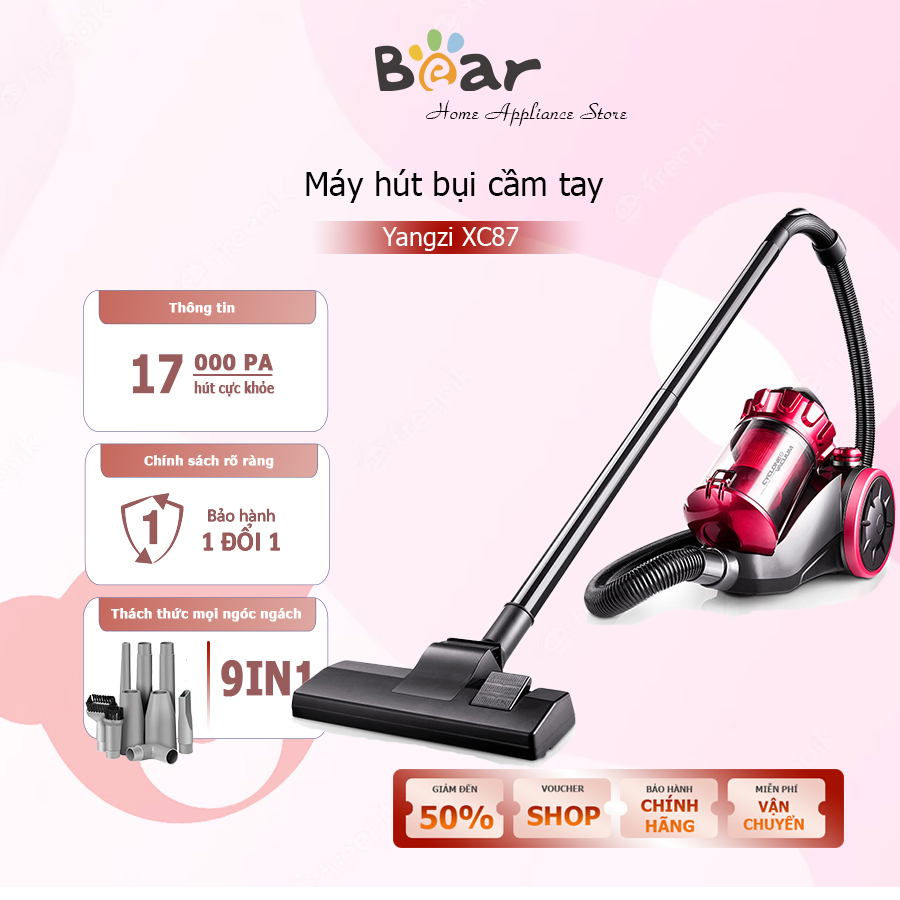 Máy hút bụi gia đình Yangzi XC87 công suất lớn 1400W lực hút 17000Pa hút sạch bụi bẩn trên mọi địa hình TẶNG 9 đầu hút