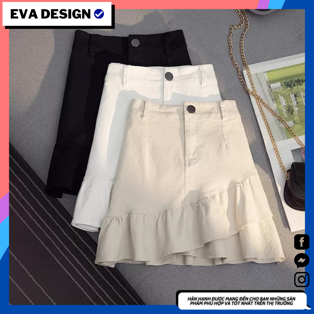 Chân váy chữ a CV10 Eva design chất kaki đẹp co giãn nhẹ form nữ chuẩn dáng ngắn phối hai bèo dễ thương