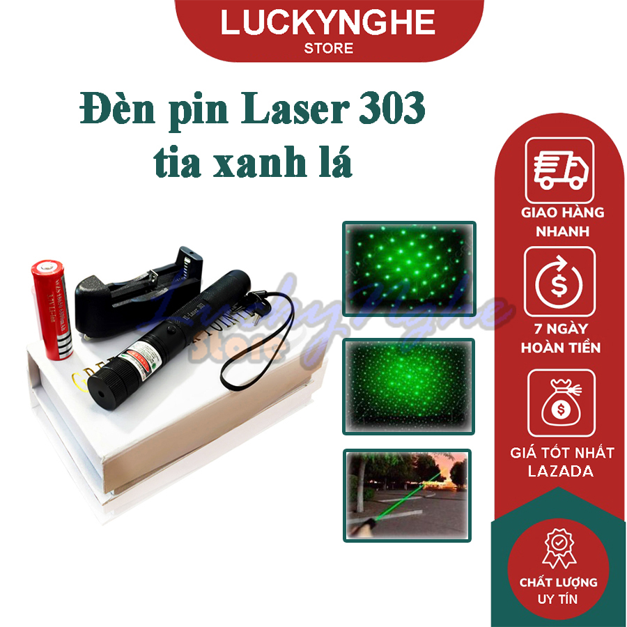 Đèn pin lazer 303 - full box- siêu sáng