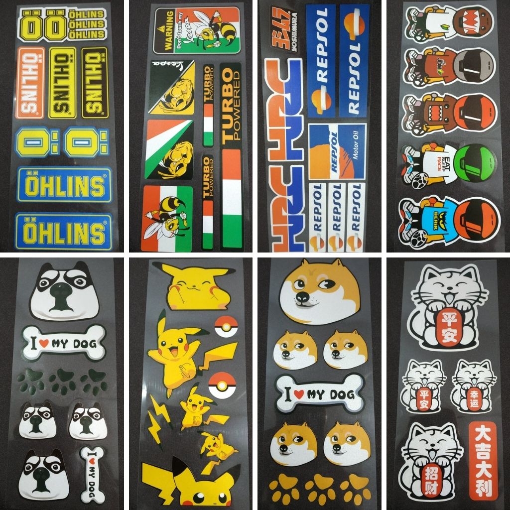 Tem dán xe vỉ 6 sticker full logo chống thấm nước