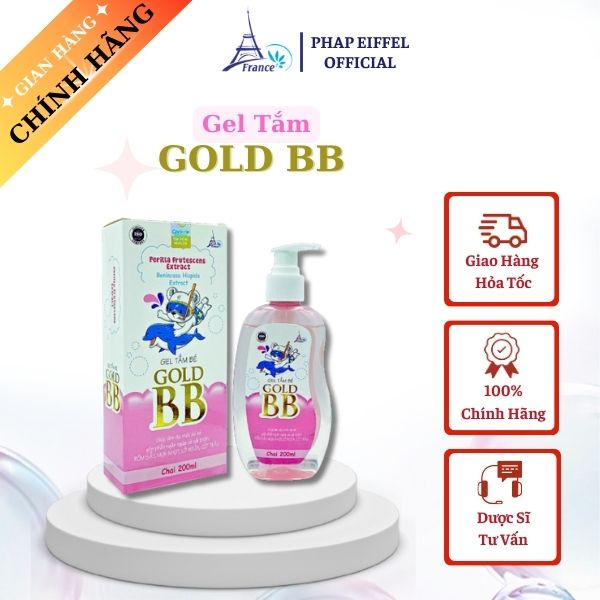 Gel Tắm Gội Cho Bé 6-12 Tháng Tuổi Gold BB - Pháp Eiffel Lọ 200ml