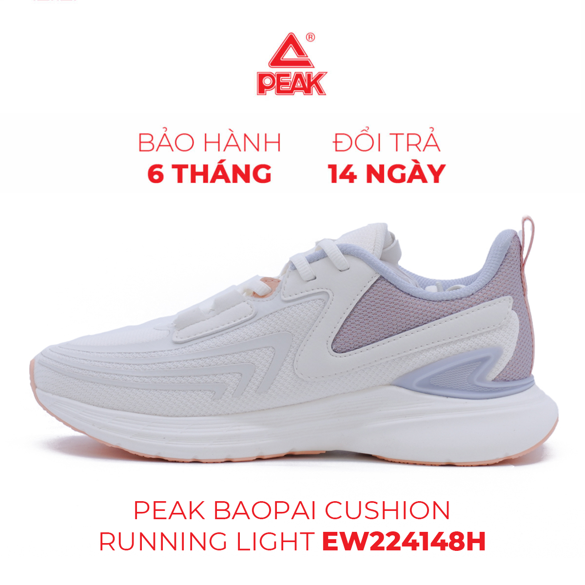 Giày chạy bộ nữ peak baopai cushion running light ew224148h