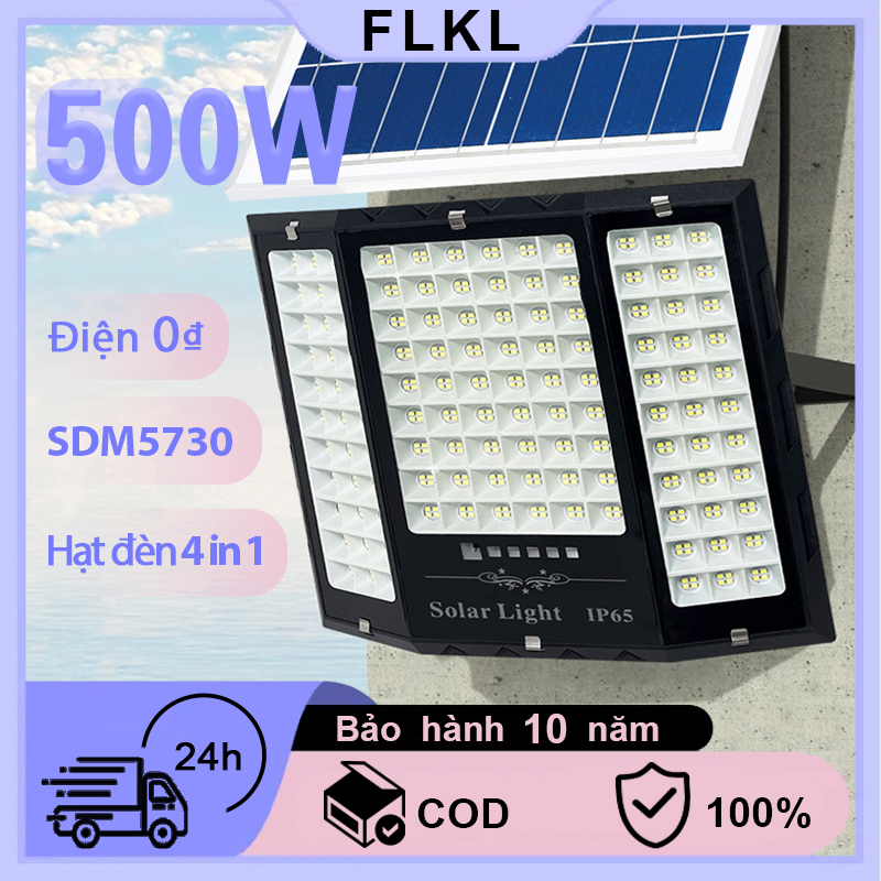 FLKL đèn năng lượng mặt trời 500W 400W 300W sân vườn đèn pha led ngoài trời có remote Chống Nước bóng có cảm biến tự động dây nối