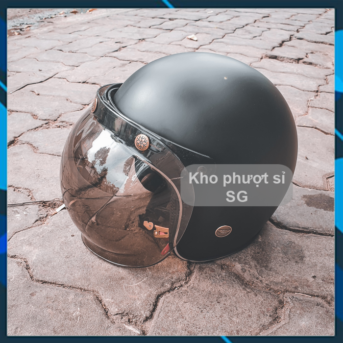 Kính chắn gió cong Bubble mẫu giống Royal màu khói dùng gắn mũ bảo hiểm 3/4, nửa đầu - kính bầu gắn mũ bảo hiểm chống chói