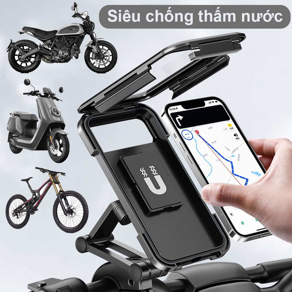 Giá Đỡ Điện Thoại Xe Máy chống nước gắn Nước Xoay 360 Độ Chống Cướp Cực Chắc Chắn kẹp điện thoại để trên cho xe máy chốn