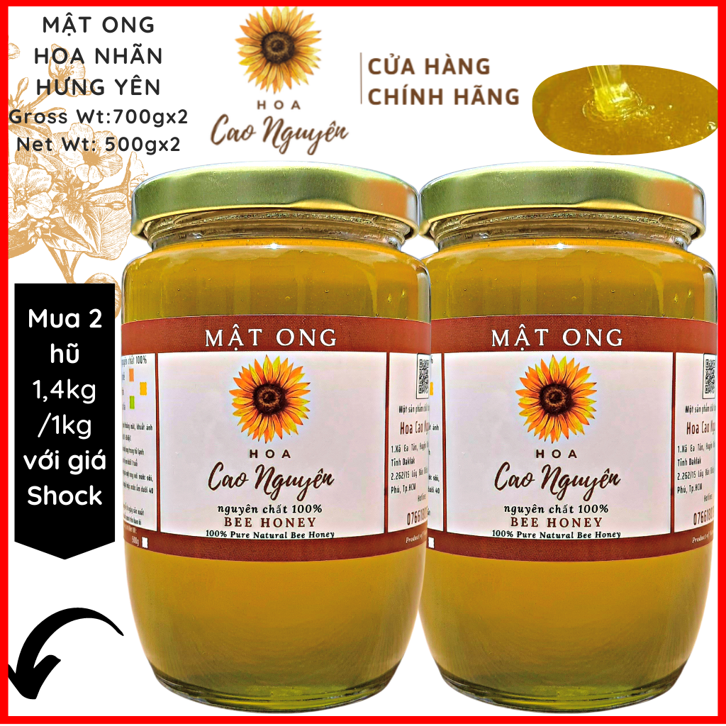 Mật ong bạc hà hoa cao nguyên 1.4kg/1kg - mật ong nguyên chất-đạt chuẩn xuất khẩu-cam kết đổi trả-miễn phí toàn quốc