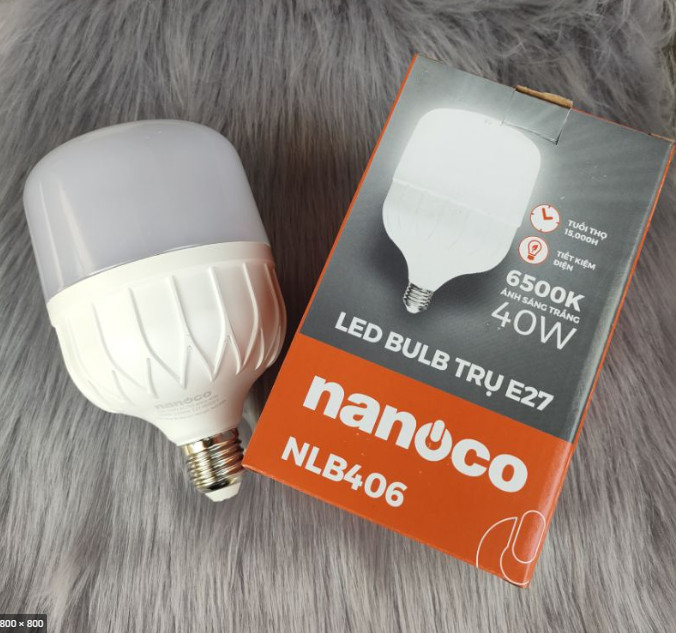 Bóng đèn led bulb trụ e27 nanoco ánh sáng trắng