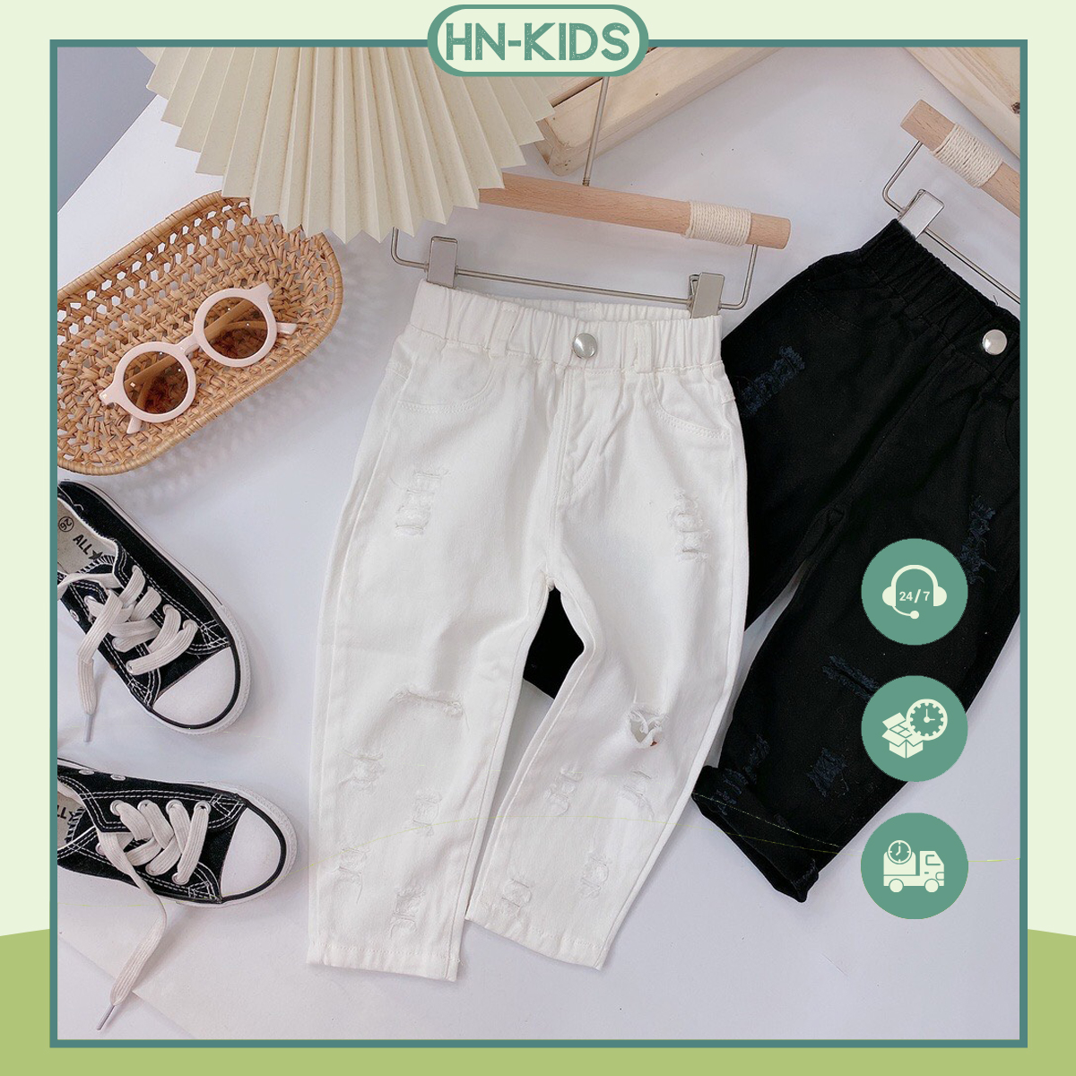 Quần dài kaki rách sành điệu cho bé trai,bé gái HNK2341