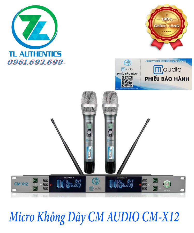Micro không dây cao cấp cm audio x12 plus,chế độ tự ngắt,hàng chính hãng nhập khẩu 2024 bảo hành 12 tháng