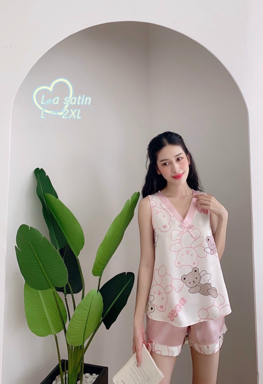 Bộ đồ pijama lụa satin ?? đồ ngủ đùi bigsize 40 - 75kg cao cấp satin mát lịm