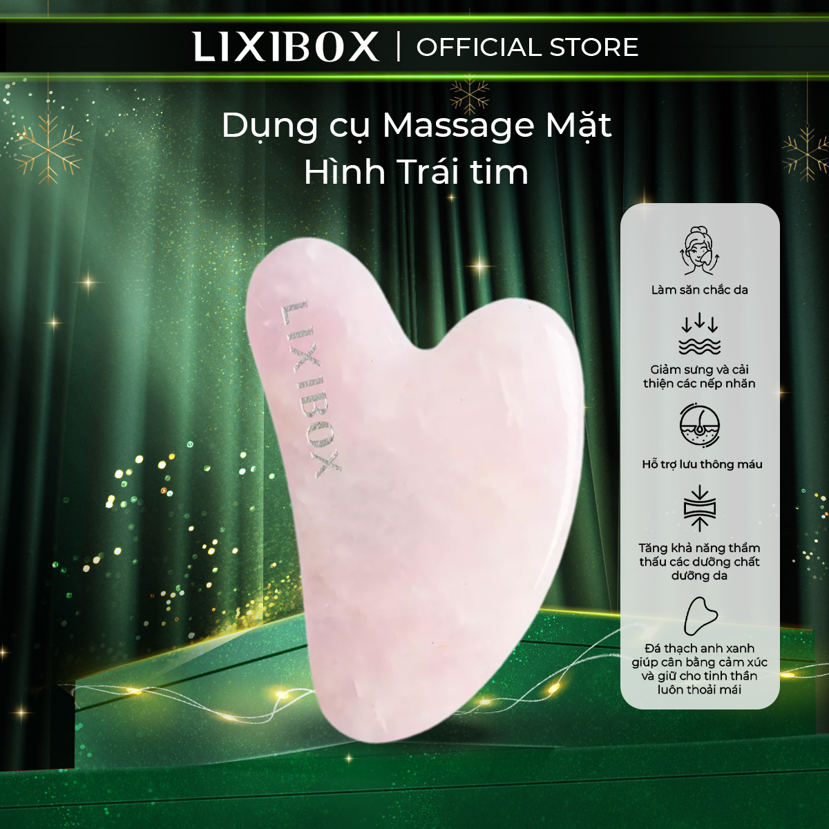 Dụng Cụ Massage Mặt Đá Thạch Anh Hình Trái Tim Lixibox Heart-Shaped Gua Sha Facial Tool