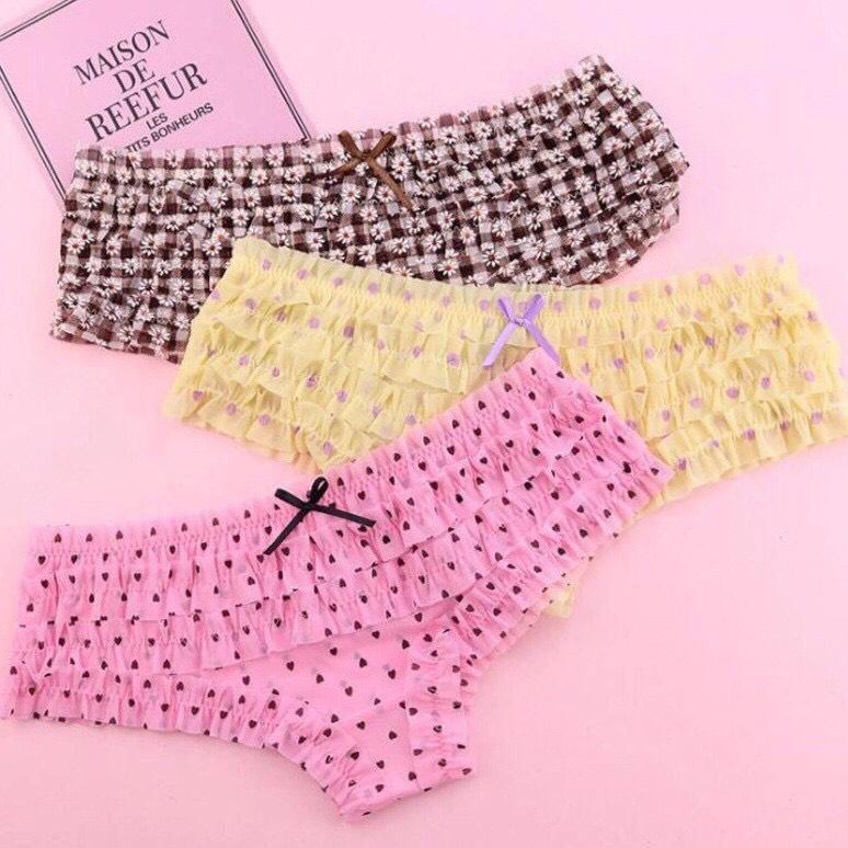 Quần lót của nữ ❤️ Bộ 10 quần chíp học sinh ❤️ Quần lót nữ ren xếp tầng sexy dễ thương mềm mại co dãn nhiều - quan lot nu candy - quần sịp nữ ren xếp li dễ thương - TinTin888