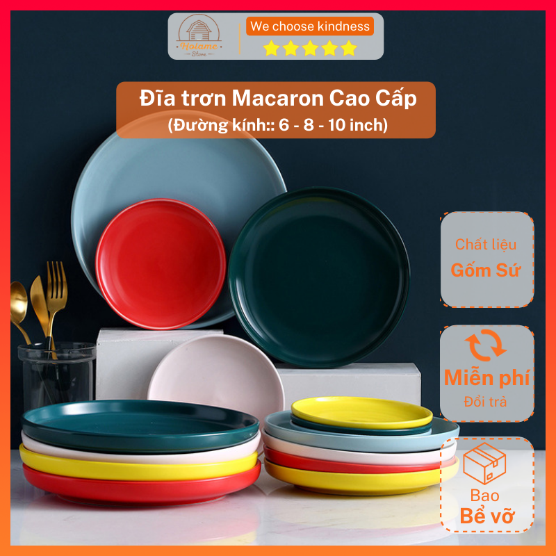 Đĩa sứ, đĩa tròn Macaron cao cấp nhiều màu sắc - Đĩa decor cho bàn ăn gia đình, sự kiện sang trọng