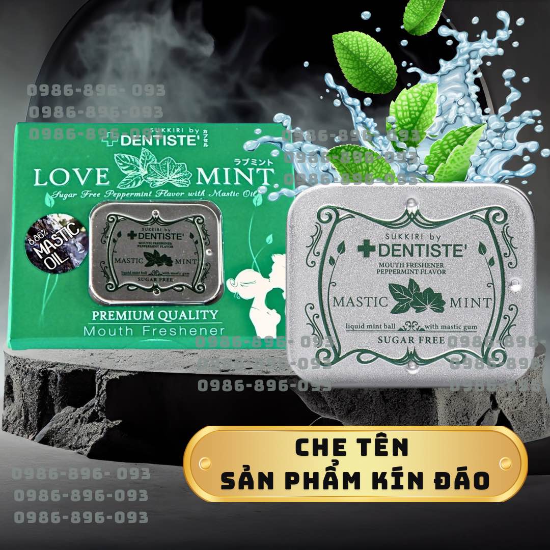 Kẹo the DENTISTE MASTIC LOVE MINT Thái Lan cao cấp hương bạc hà (hộp 20 viên) - hàng chính hãng ( kẹ