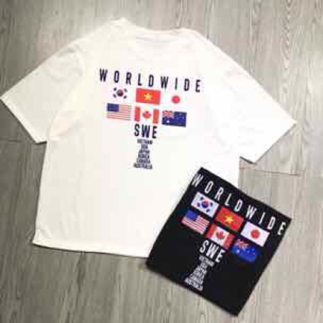 🌟 áo thun tay lỡ cờ wordwide
