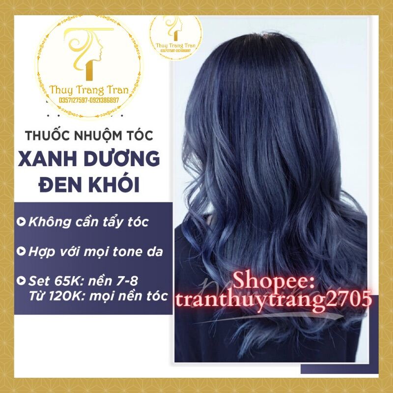 Nhuộm Tóc Xanh Dương Đen Khói [KHÔNG TẨY TÓC] - Lên Từ Mọi Nền Tóc - MT hair
