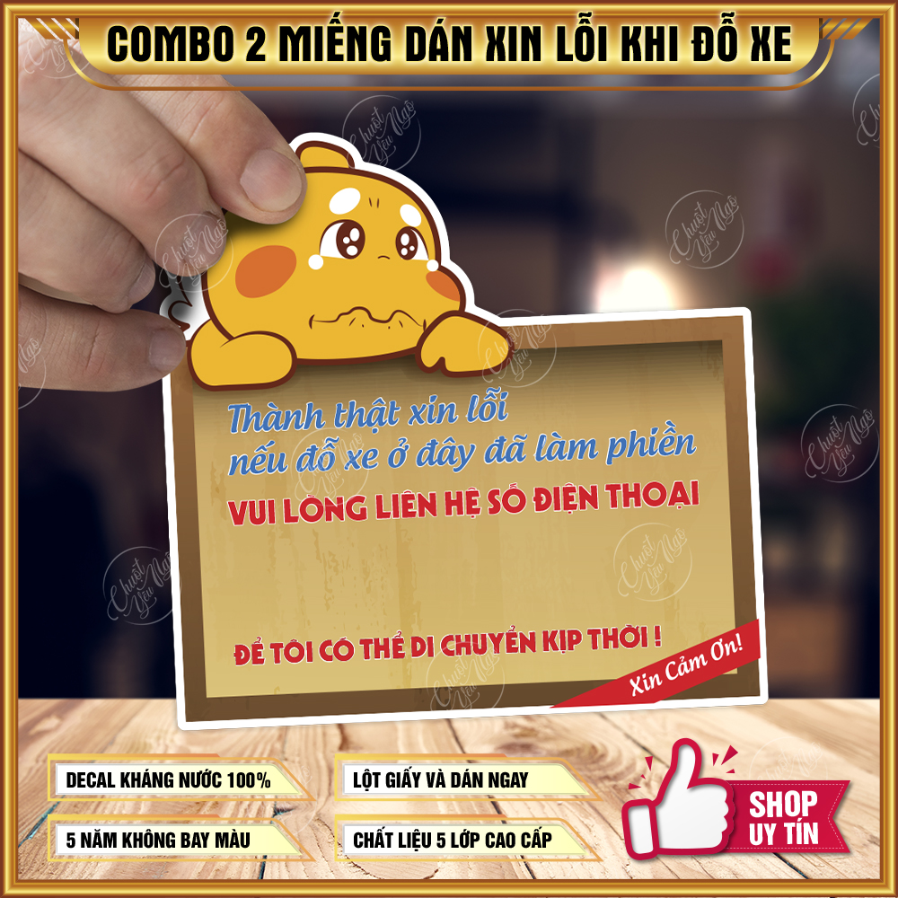 Combo 2 miếng tem xe đỗ xe xin lỗi đã làm phiền logo đỗ xe đã làm phiền sticker dán xe để lại số điện thoại