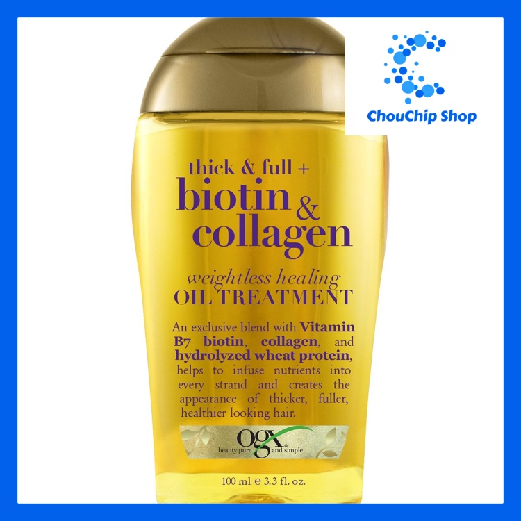 Dầu dưỡng tóc OGX Thick & Full Biotin & Collagen Wightless Healing Oil Treatment 100ml