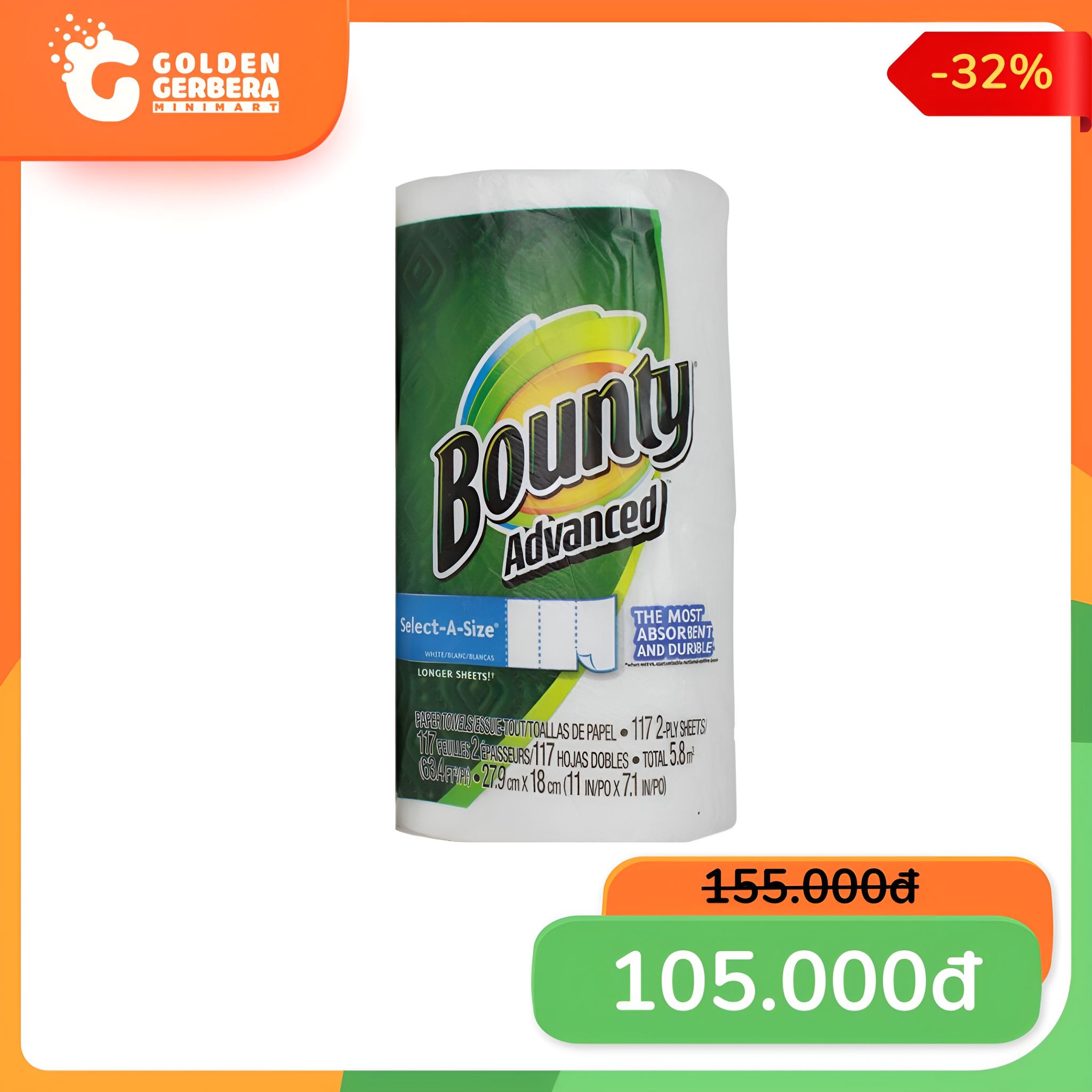 Khăn Giấy Cuộn Đa Năng Bounty Advanced Mỹ Chính Hãng Giá Tốt