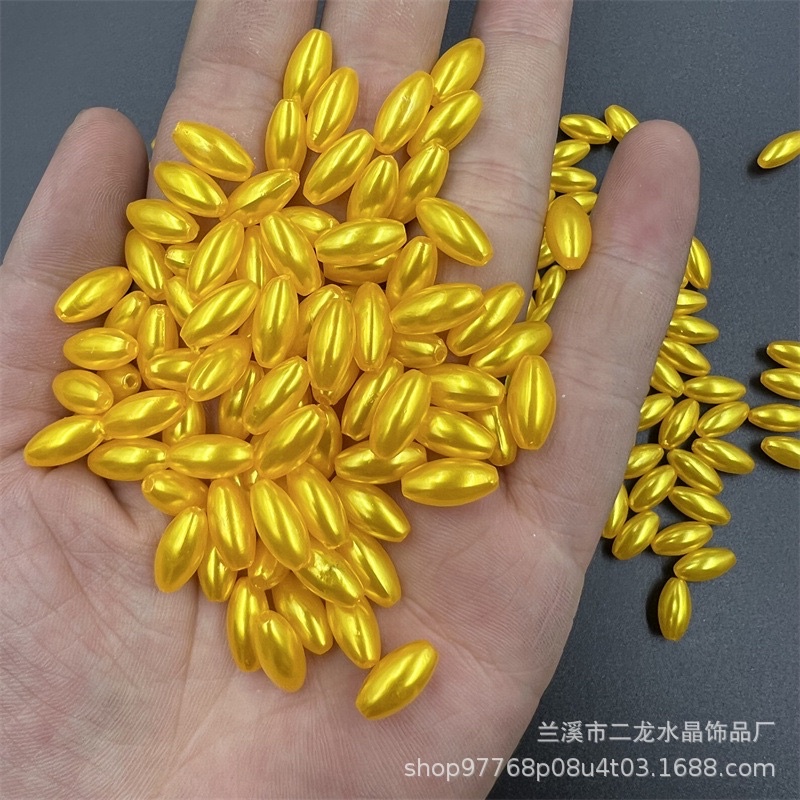 Hạt nhựa làm bông lúa vàng, hạt cườm 6x12mm