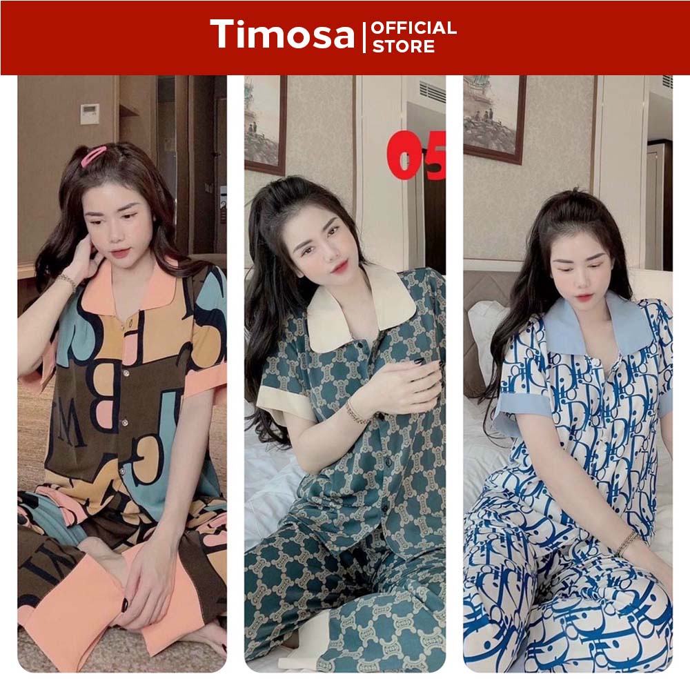Đồ ngủ pijama ngắn tay cổ sen dể thương, chất kate lụa, mền mịn T0102