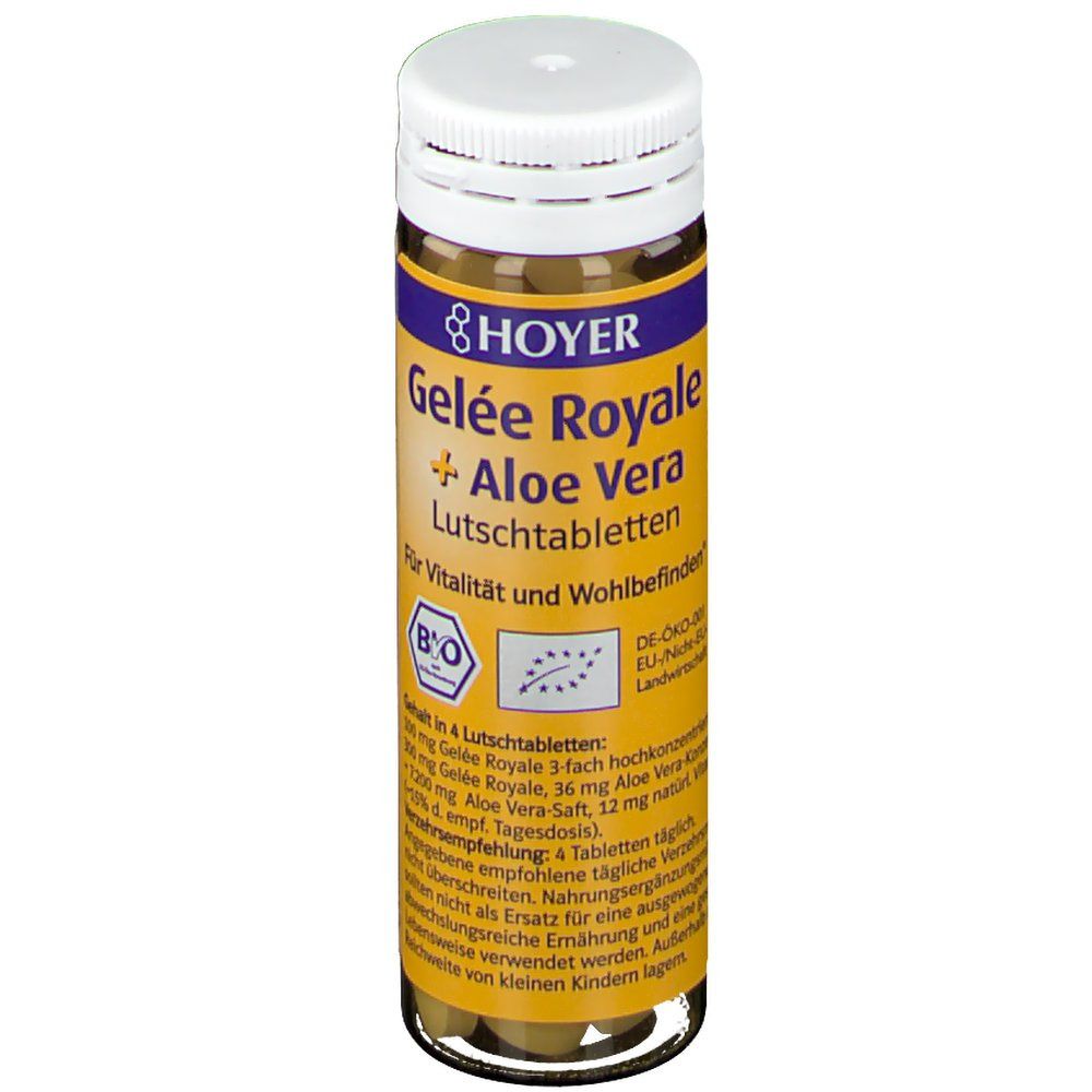 Kẹo ngậm sữa ong chúa và nha đam hữu cơ Hoyer Organic Royal Jelly + Aloe