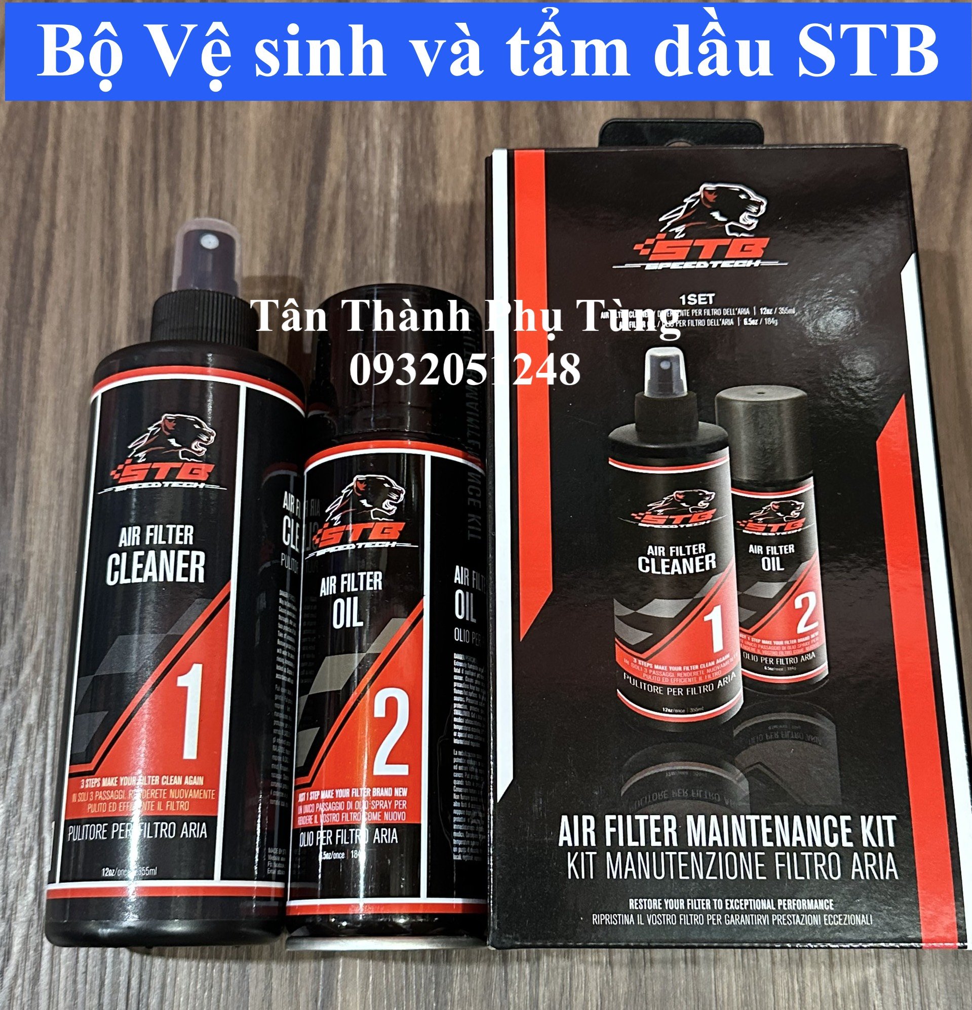 Bộ vê sinh và tầm dầu STB chính hãng (combo 1 chai rửa, 1 chai dầu)