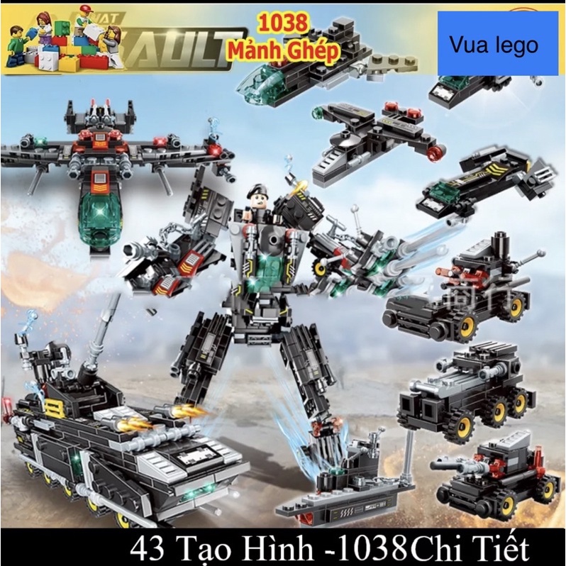 Bộ lắp ráp xếp hình Lego tiểu đội robot , Lego tàu , Lego máy bay chiến đáu , Lego xe pháo