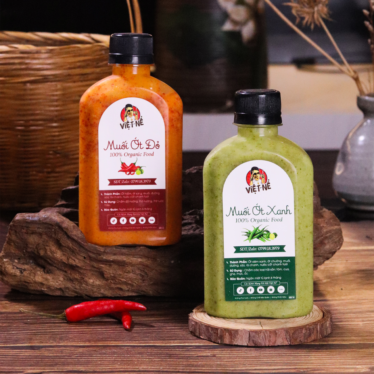 Combo 2 chai sốt chấm muối ớt xanh - đỏ chấm đồ nướng, bbq, chấm hải sản, bánh tráng trộn, gà ủ muối, xiên que