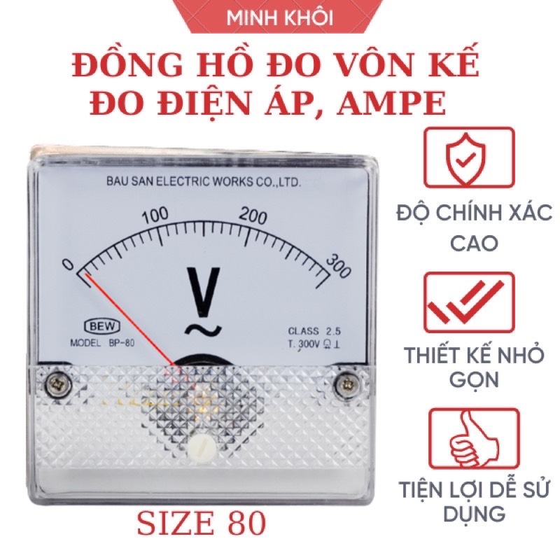 Đồng hồ đo vôn kế xoay chiều Bew DC , dòng điện ampe, Đồng hồ lắp đặt tủ điện