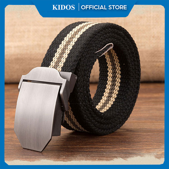 Thắt lưng vải nam phong cách lính A558 mặt khóa thắt lưng thép không ghỉ sáng bóng bền màu, dây lưng bằng vải dù chắc chắn thể thao lịch lãm