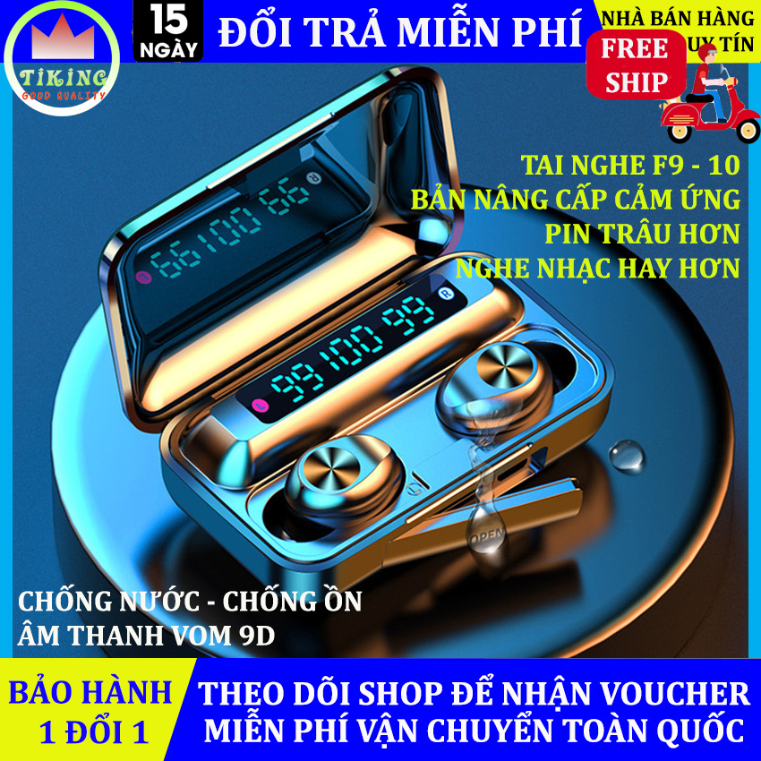 Tai nghe bluetooth Yoking f9-10 cao cấp , có đế sạc dự phòng - Tai nghe bluetooth không dây nhét tai Amoi f9-10 - Tai nghe bluetooth cảm ứng cho mọi dòng máy - Tai nghe bluetooth amoi f9