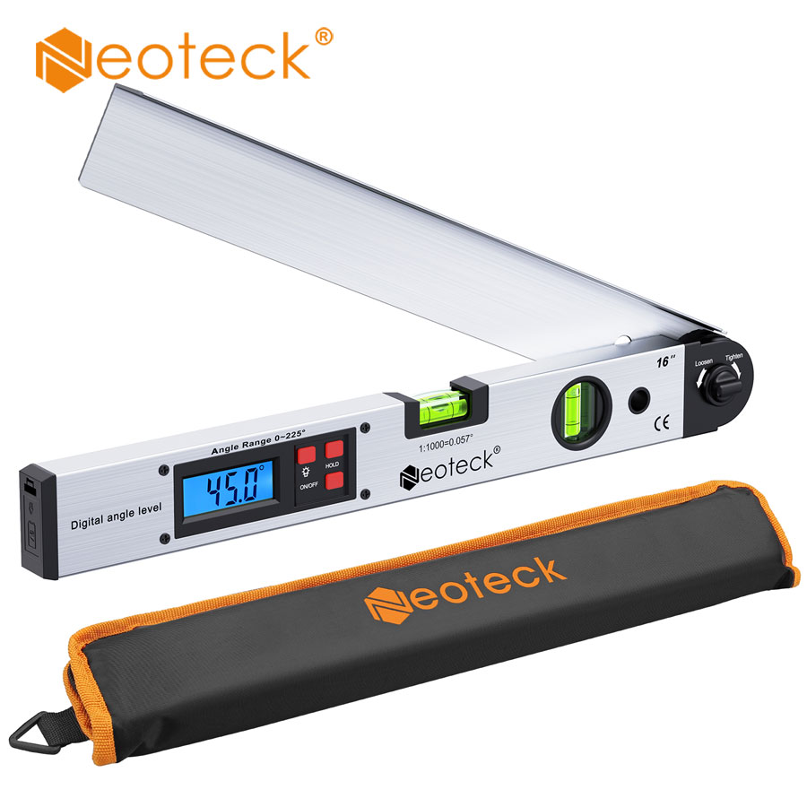 Neoteck 0~225° LCD Digital Protractor Spirit Level Angle Finder Gauge Meter
